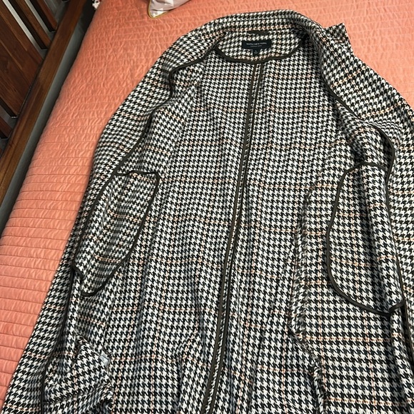 Marc New York Andrew Marc Houndstooth Longline Open Belted Sleeveless Jacket L - Picture 8 of 16